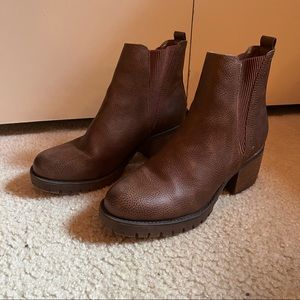 Brown heeled booties